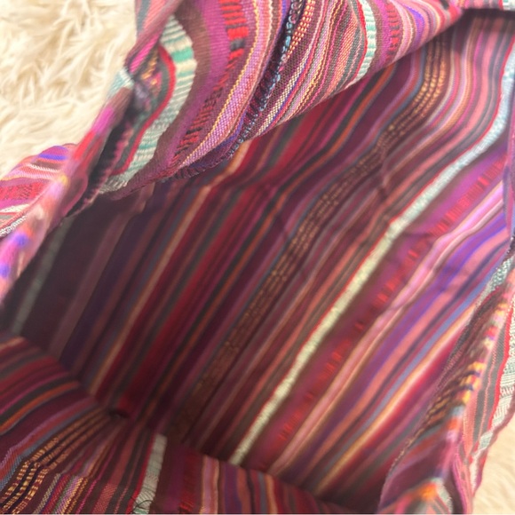 ◾️Handmade Bohemian Light Weight Tote Hobo Bag With Frill Accents & Calligraphy - Picture 5 of 7